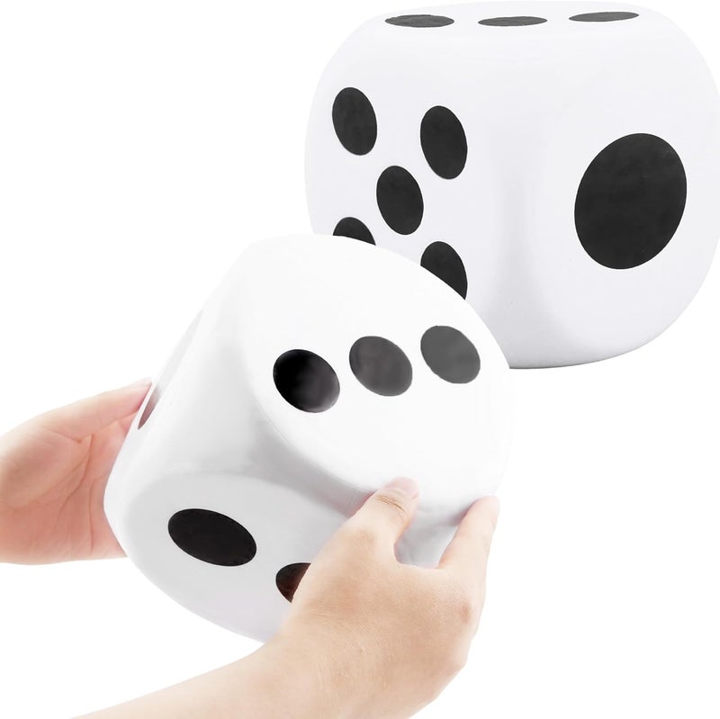 Cotiny 2 Pieces 6 Inches Large Foam Dice Set Giant Foam Dice Soft Dot Dice Toy for Family Educational Toys Parent Child Board Games Nights Casino Themed Party Decoration (Color Set 1) - Image 1
